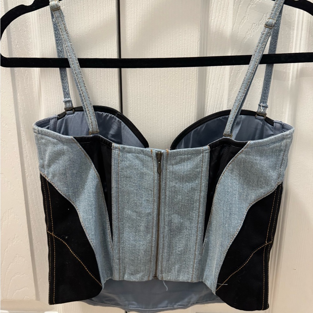 a gorgeous  Denim and Black Corset Top fleur du mal top worn one time !